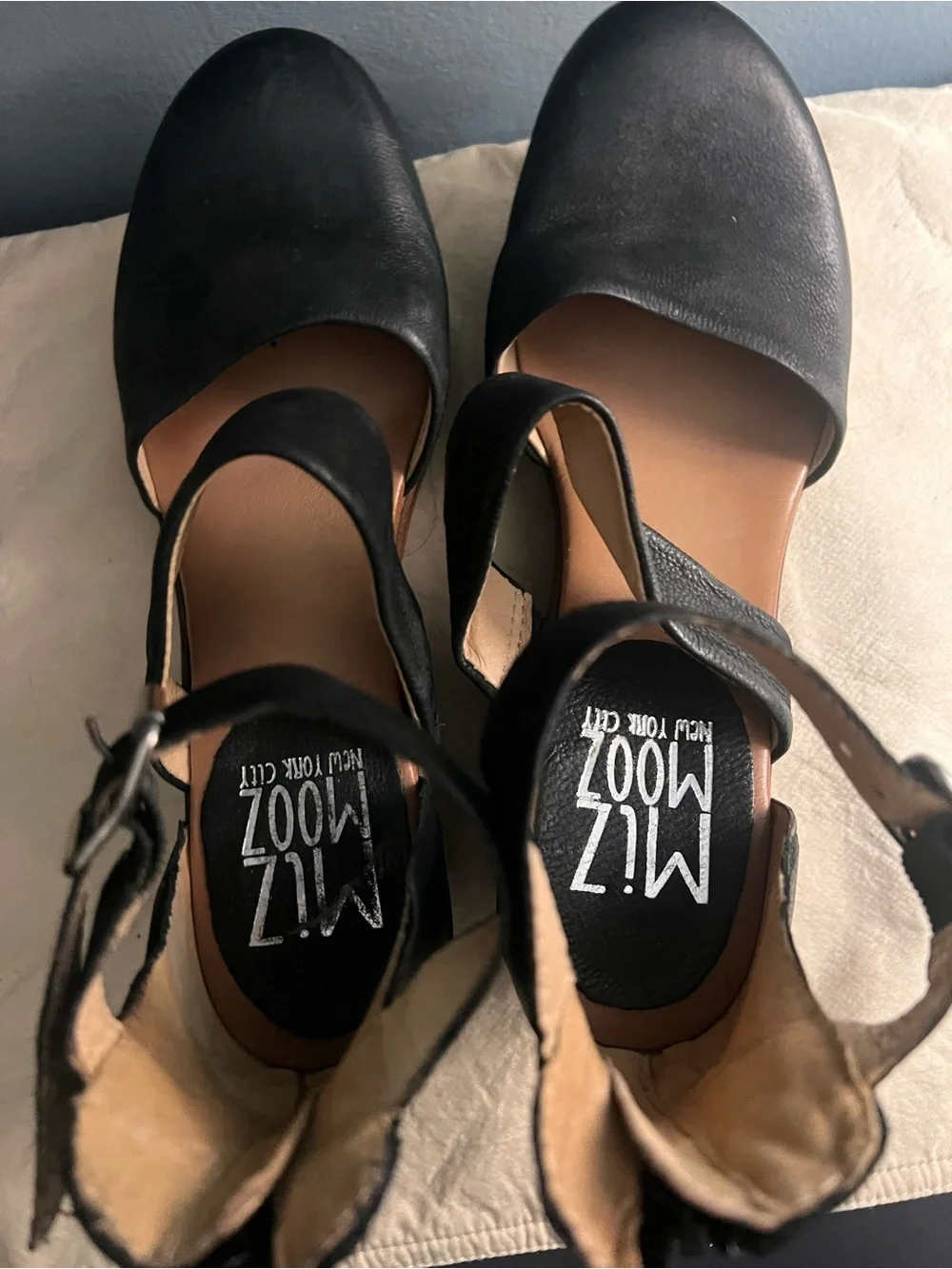 Miz Mooz Black leather Wedge Sandals size 39